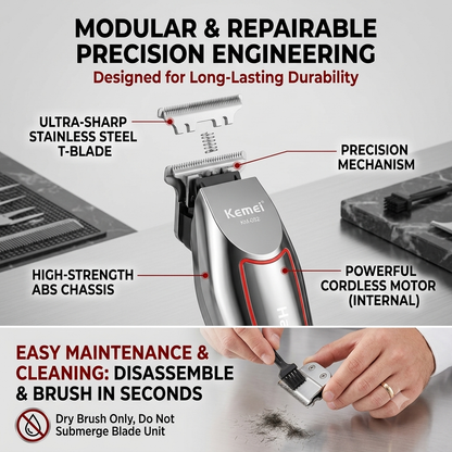 Professional Men’s Haircut Grooming Kit – Electric Beard Trimmer & Hair Clipper with Stainless Steel Blades