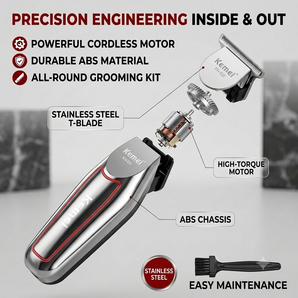 Professional Men’s Haircut Grooming Kit – Electric Beard Trimmer & Hair Clipper with Stainless Steel Blades