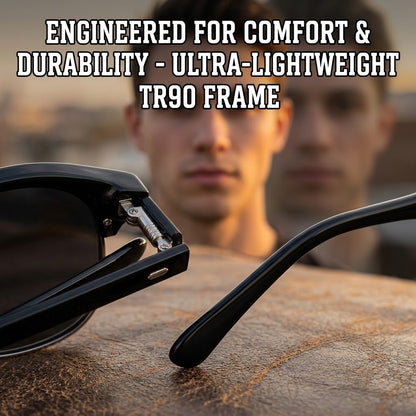 Vintage TR90 Half-Frame – UV400 Square Sunglasses